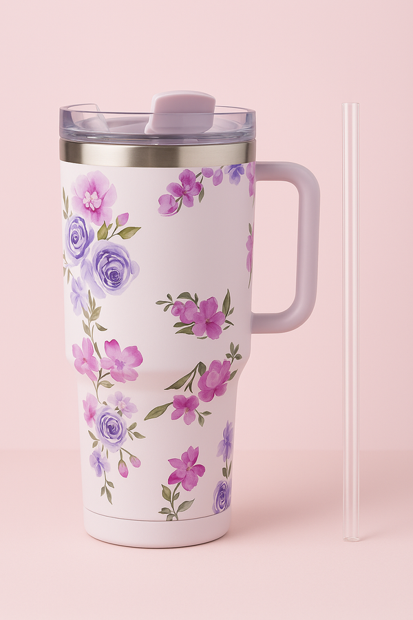 Beverage Cup Printed Flower Tumbler