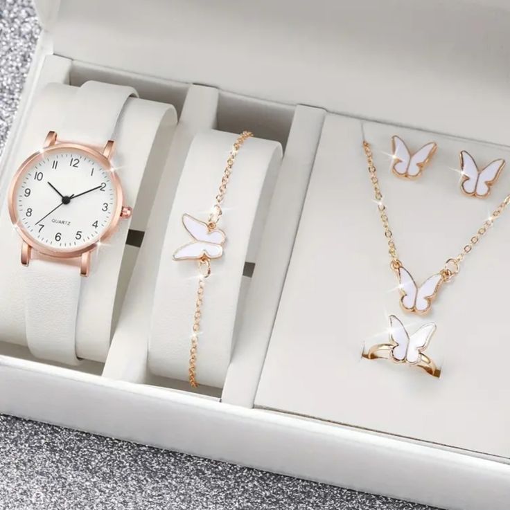 Women's Butterfly Watch & Jewelry Gift Set β 5 Pcs