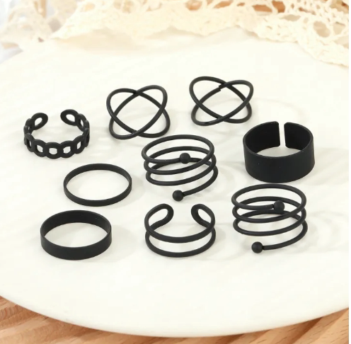 IPARAM Punk Gothic Black Rings