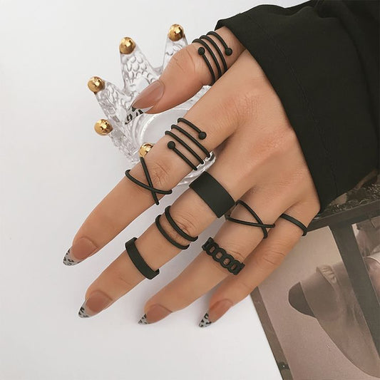IPARAM Punk Gothic Black Rings