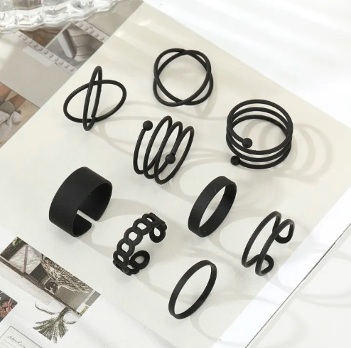 IPARAM Punk Gothic Black Rings